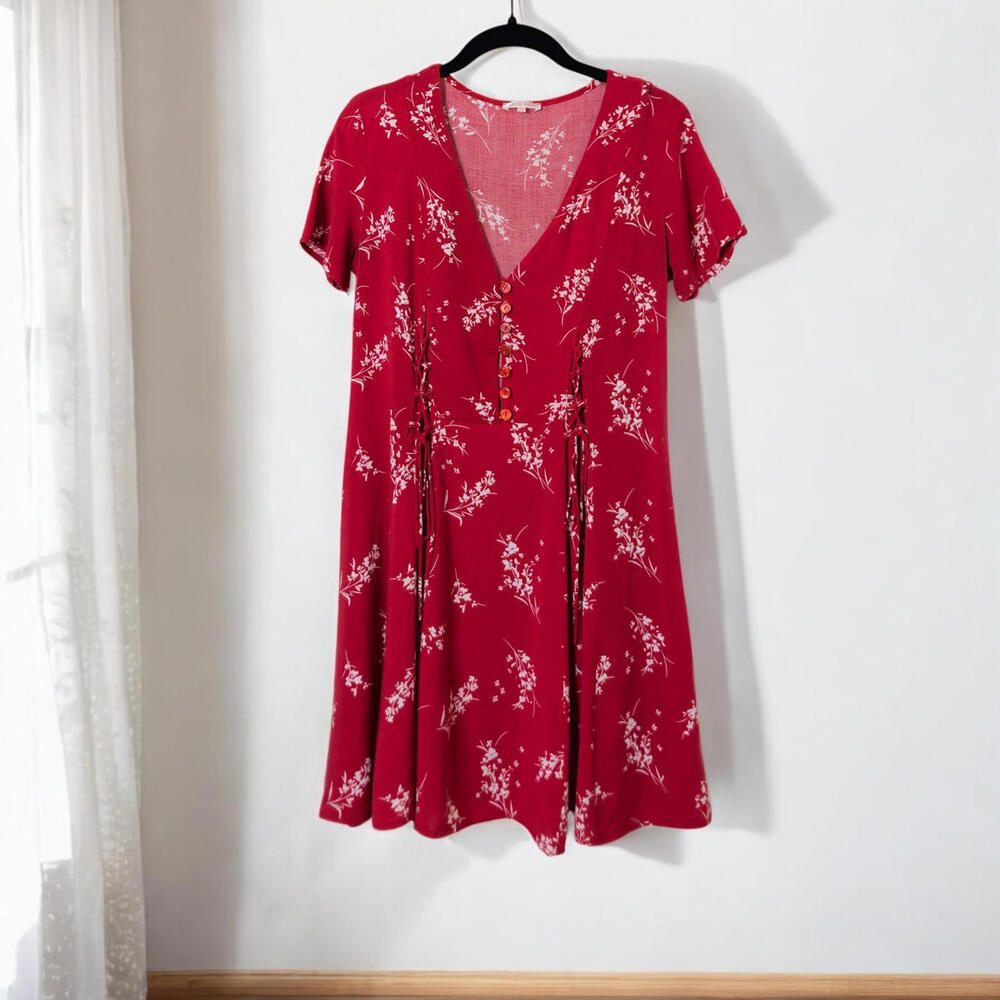 Lottie Moss Floral Print Dress – Red XS